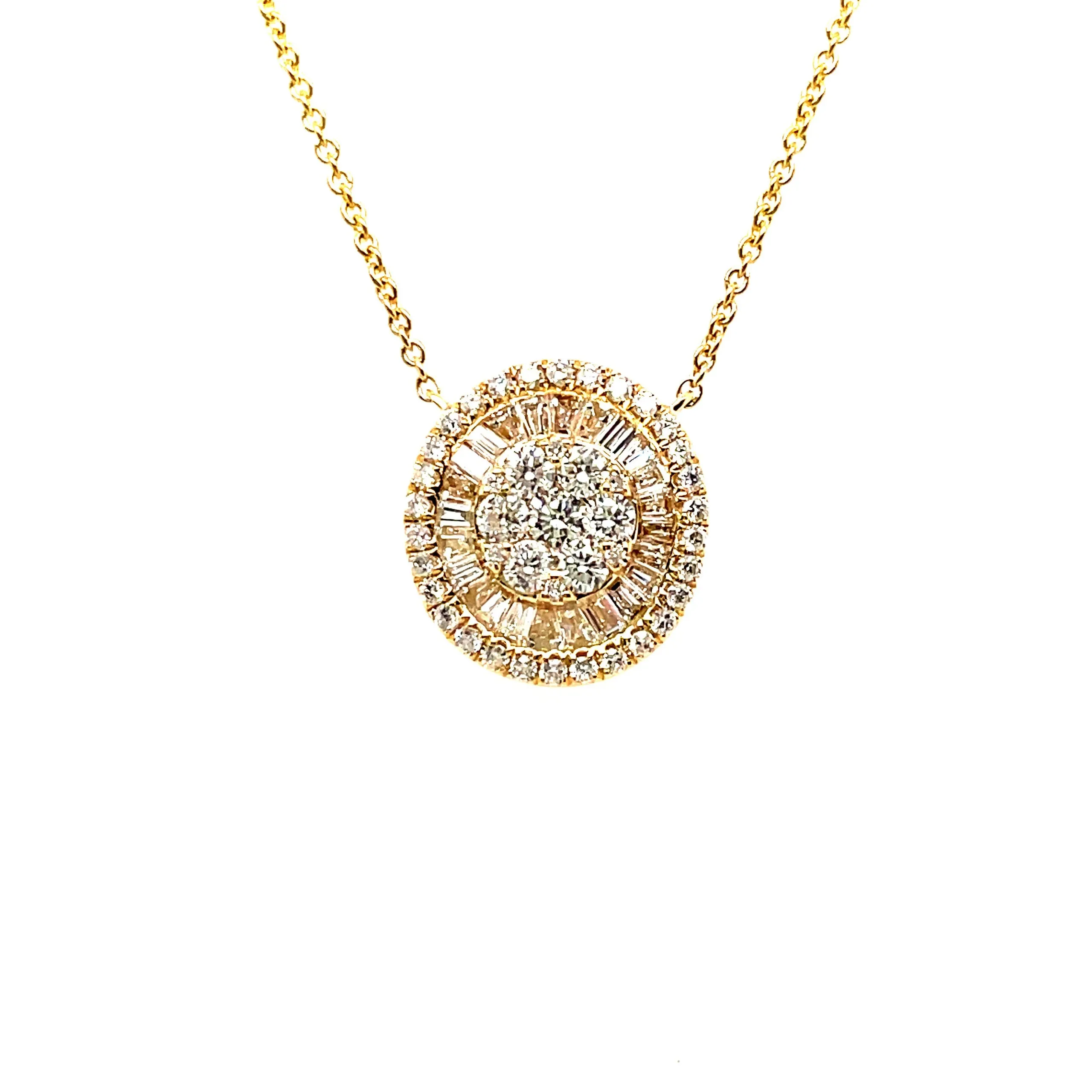 Multi Cut Diamond Mosaic Pendant Necklace