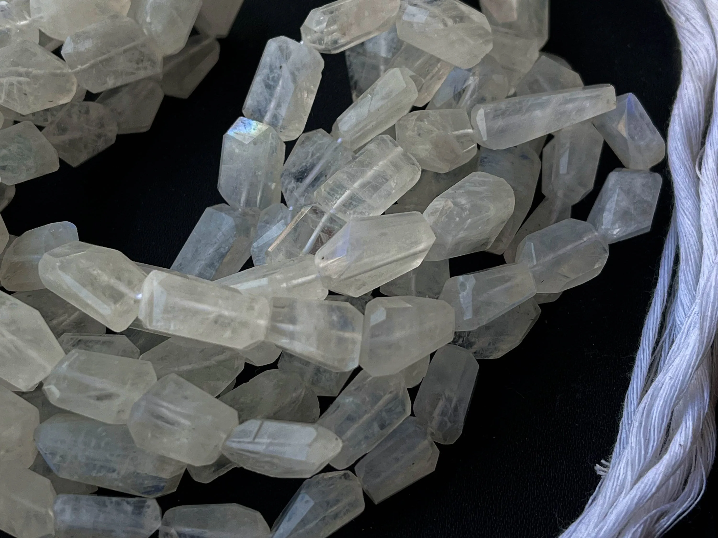 Natural Rainbow Moonstone Faceted Tumble Shape Beads, 16 Inch