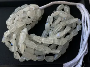 Natural Rainbow Moonstone Faceted Tumble Shape Beads, 16 Inch