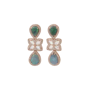 Opal Earrings With Blue Moonstone