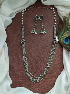 Oxidised Long Mala Set Having Hydro Beads