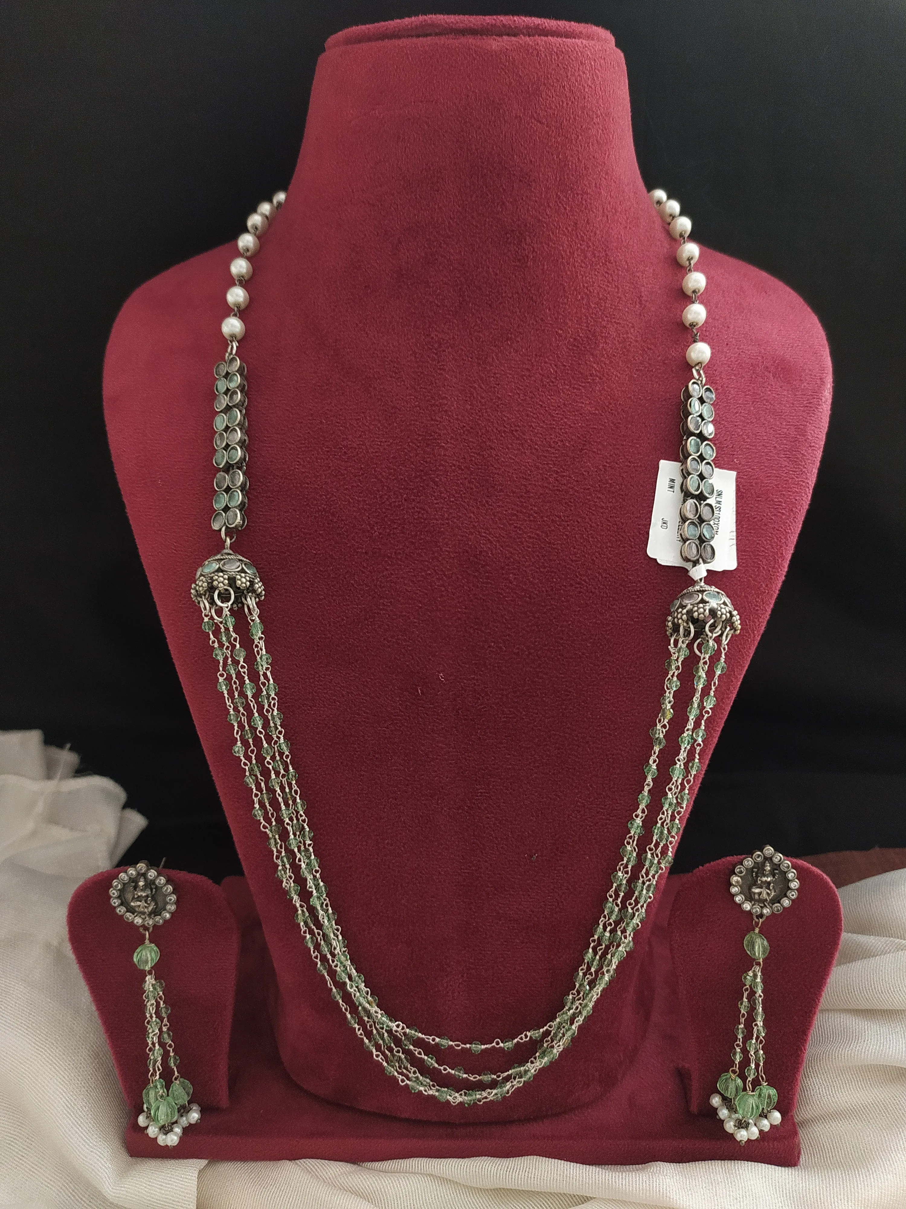 Oxidised Long Mala Set Having Hydro Beads