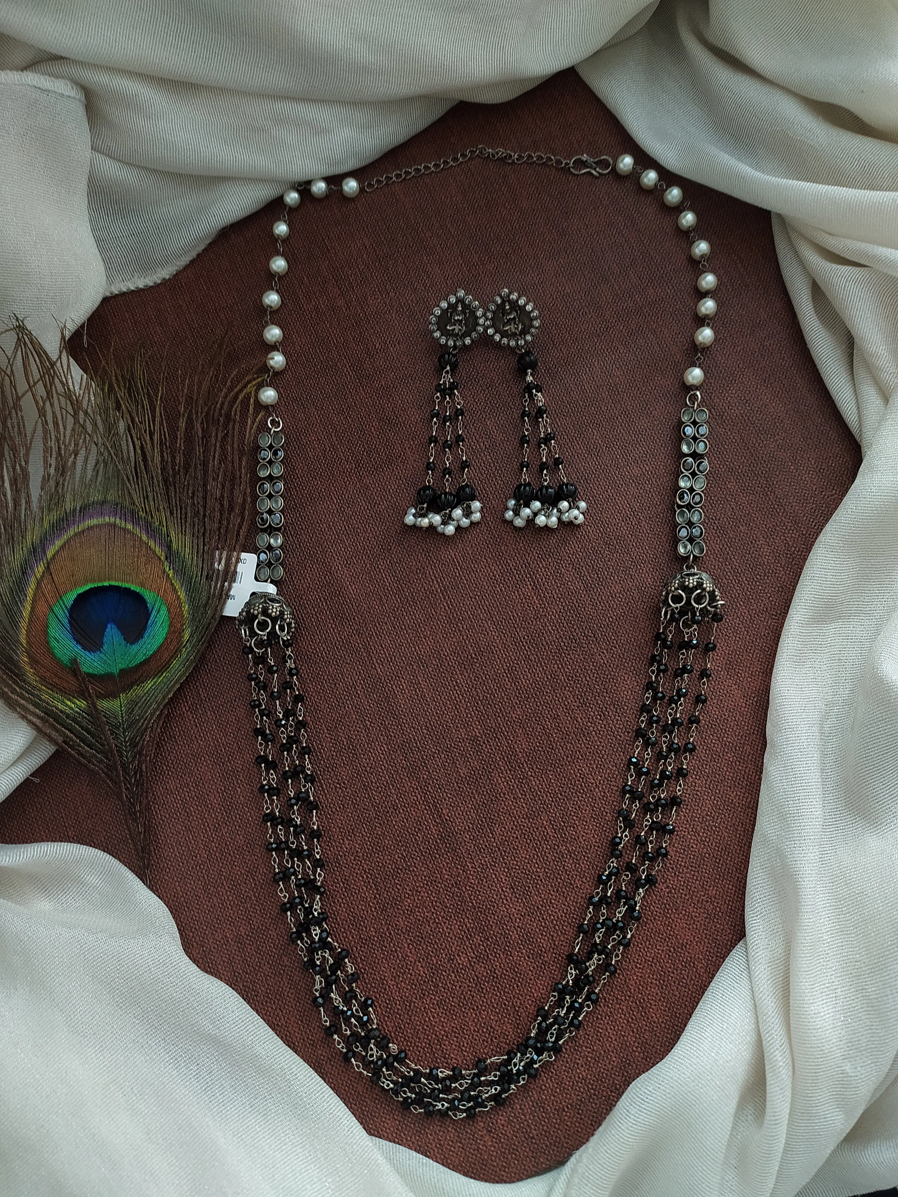 Oxidised Long Mala Set Having Hydro Beads