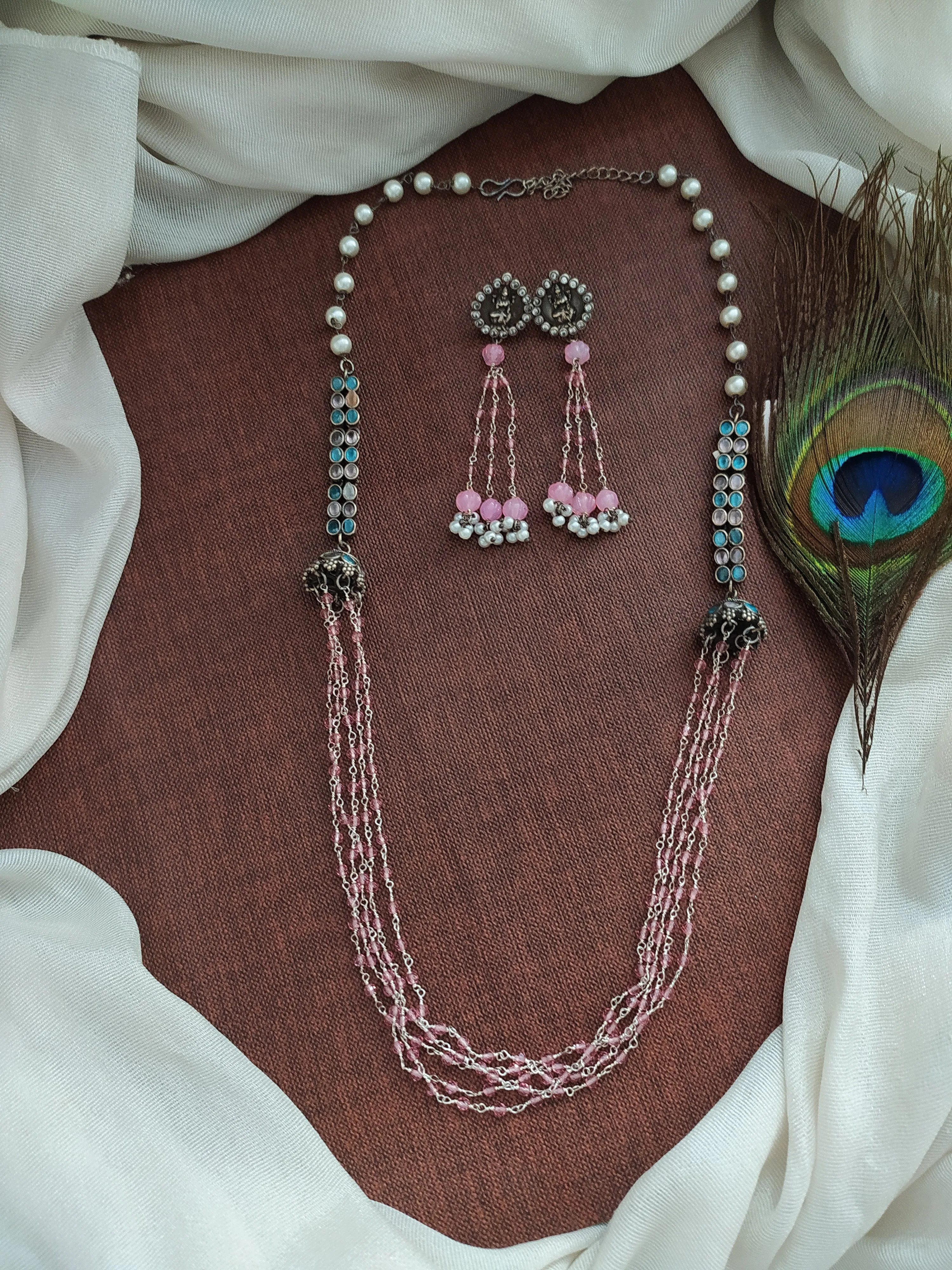 Oxidised Long Mala Set Having Hydro Beads