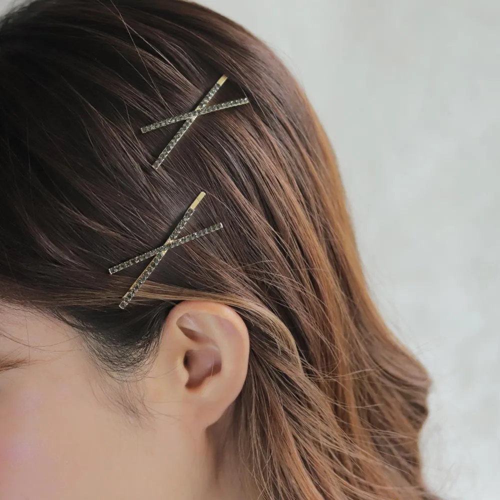 Pave Cross Hairpin Set