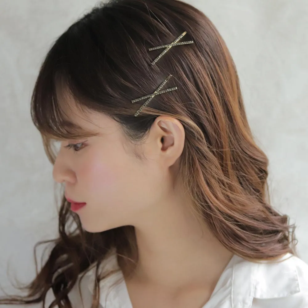 Pave Cross Hairpin Set