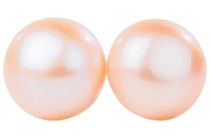 Peach Freshwater Pearl Stud Earrings Sterling Silver 8mm