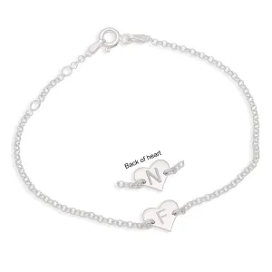 Personalised Sterling Silver 2 Initial Minimalist Heart Bracelet