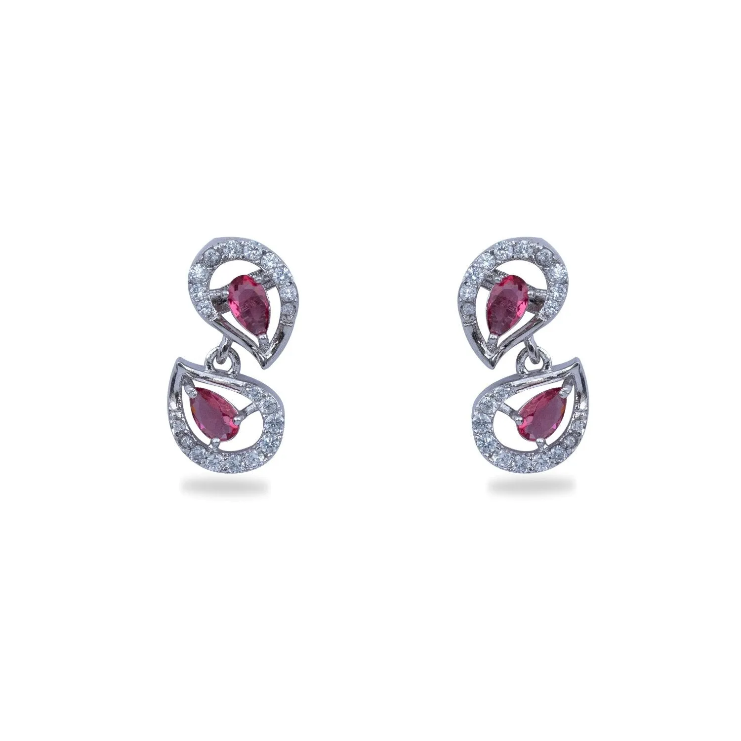 Petaline CZ Red Necklace Set