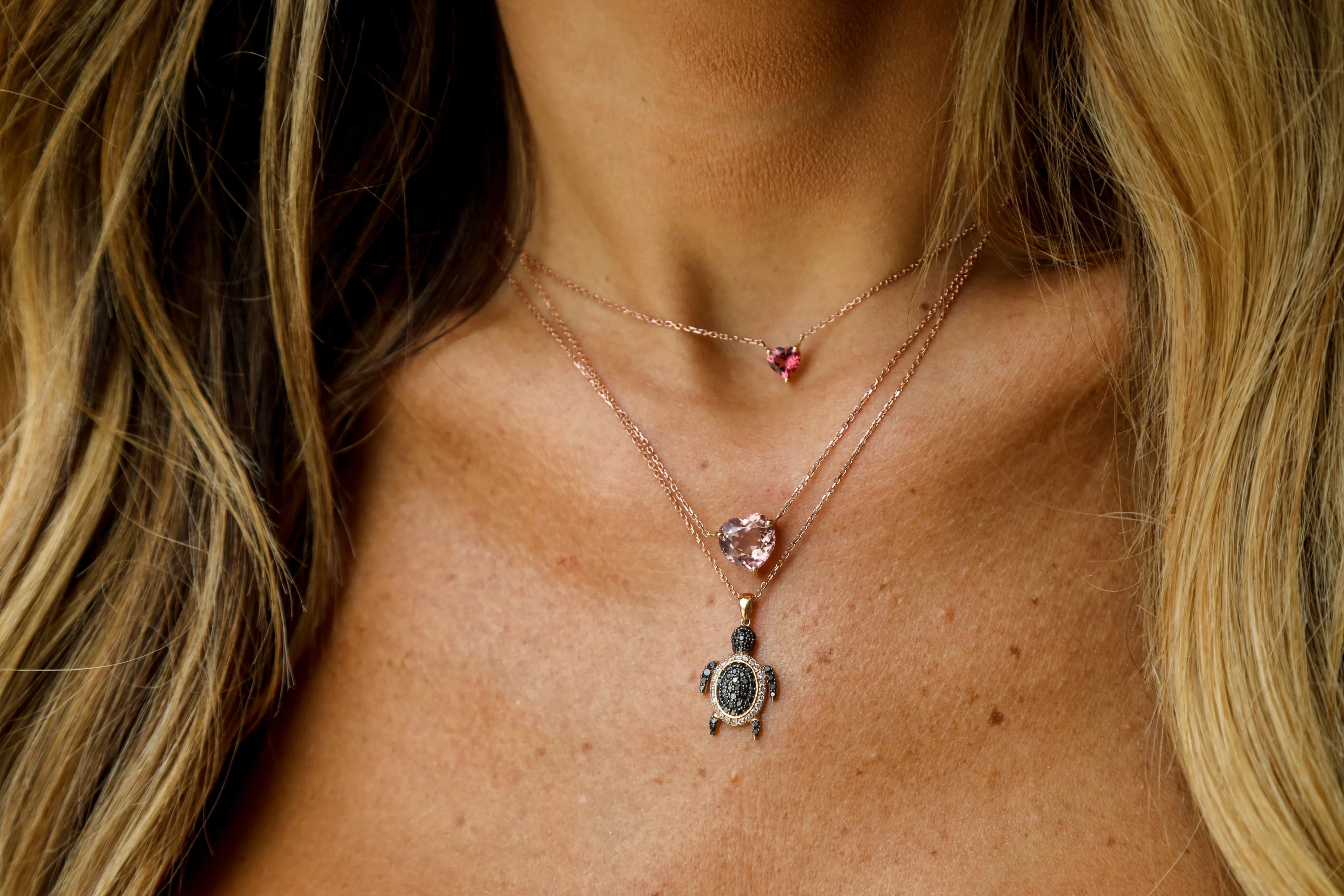 Pink Tourmaline Heart Necklace