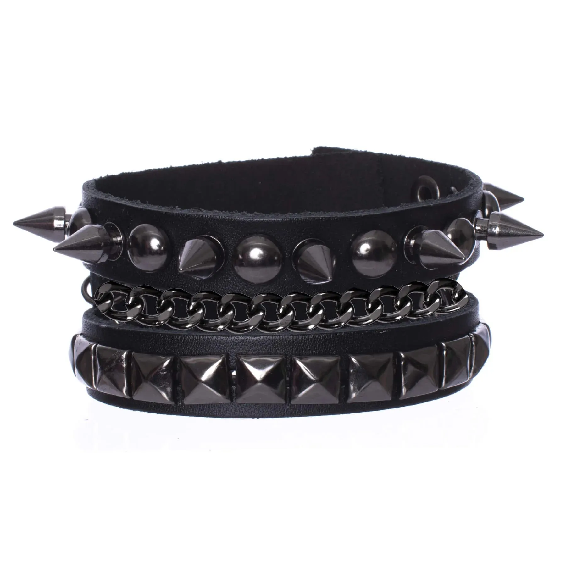 Poizen Industries Trina Spike, Stud and Chain Cuff Bracelet