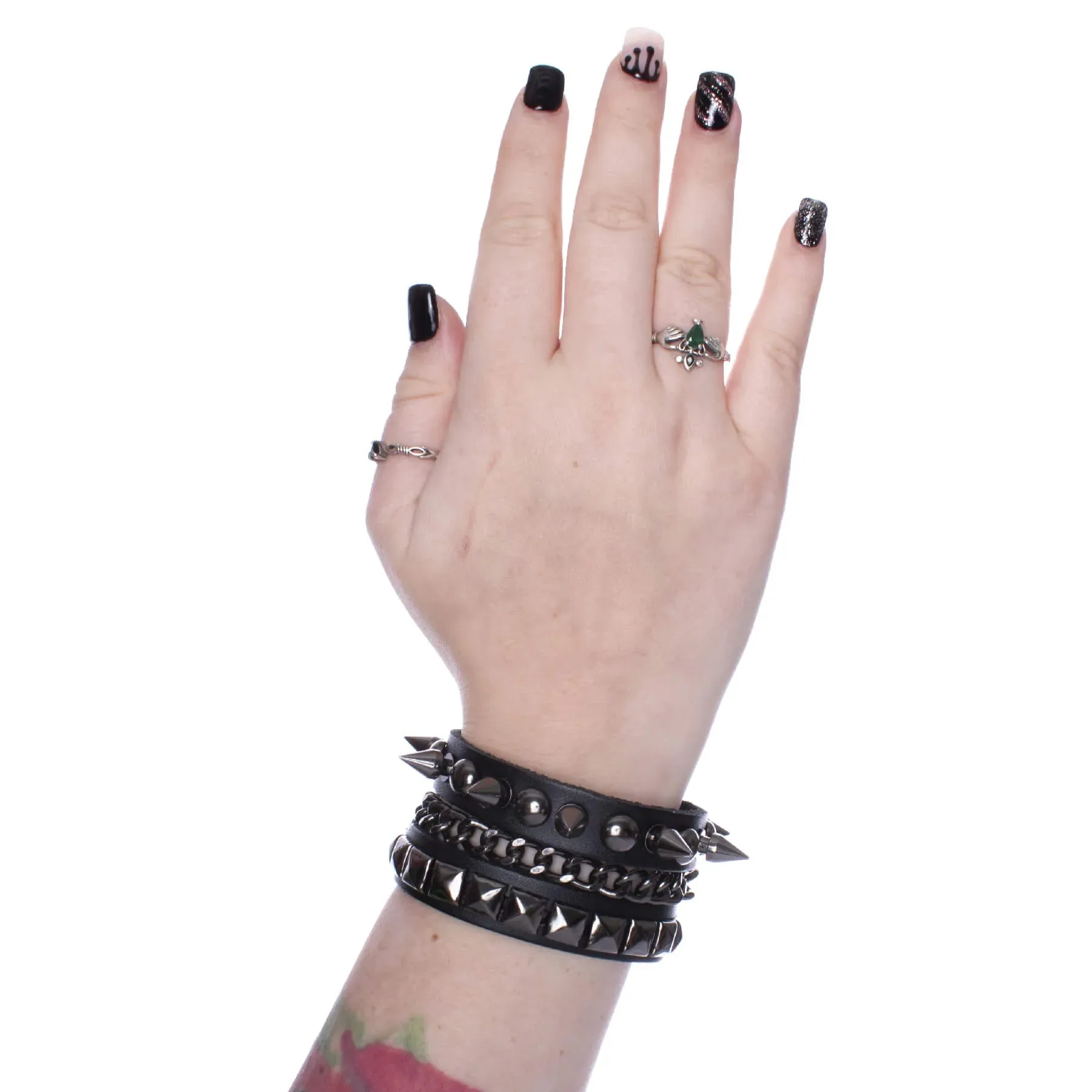Poizen Industries Trina Spike, Stud and Chain Cuff Bracelet