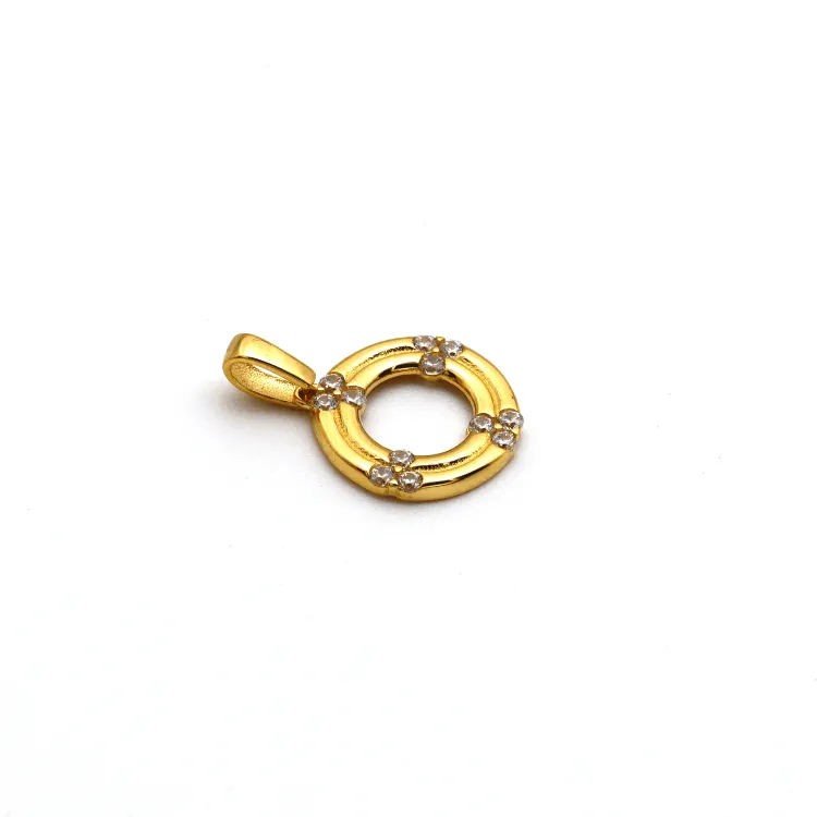 Real Gold 2 Layer Round Stone Pendant 0242 P 1786