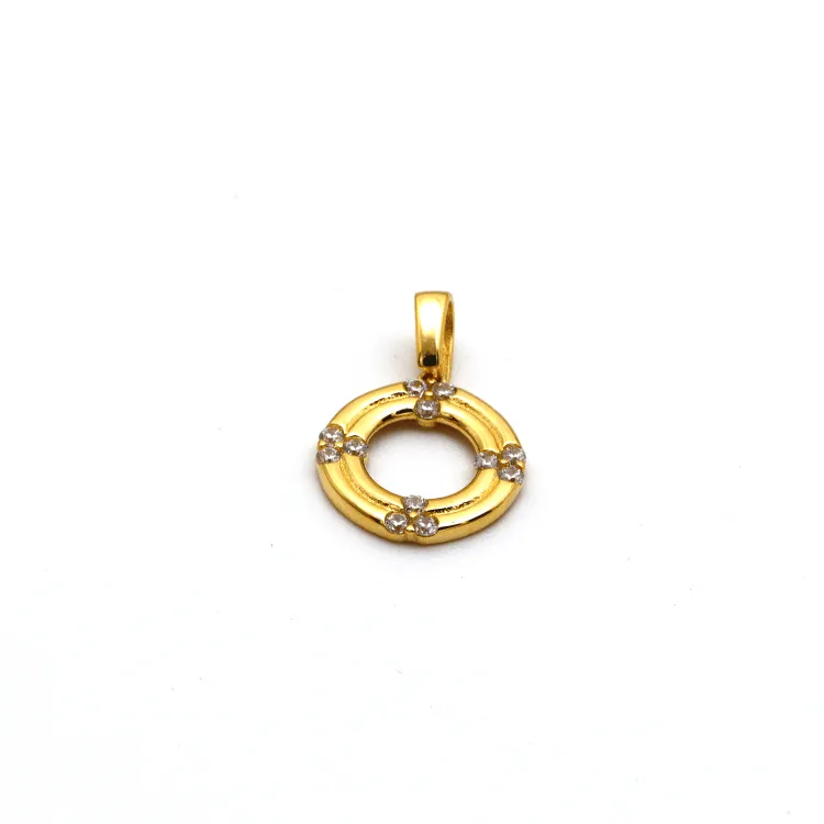 Real Gold 2 Layer Round Stone Pendant 0242 P 1786
