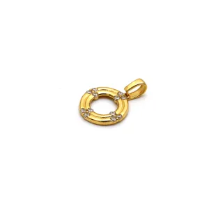 Real Gold 2 Layer Round Stone Pendant 0242 P 1786