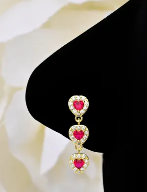 Red Stone Dangle Nose Ring Diamond Nose Stud