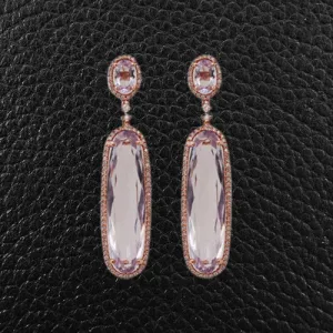 Rose Amethyst & Diamond Earrings