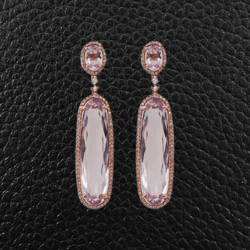 Rose Amethyst & Diamond Earrings