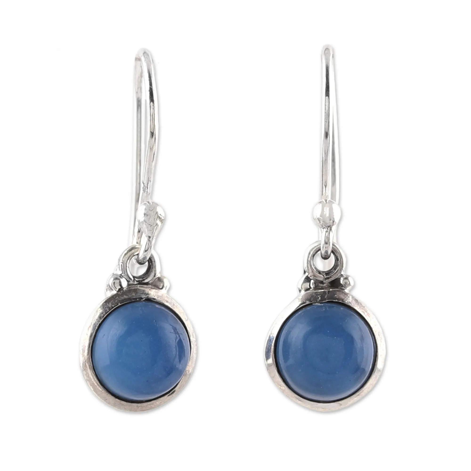 Round Chalcedony Dangle Earrings from India - Happy Glow | NOVICA
