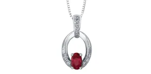 Ruby Diamonds Open Circle Pendant in White Gold