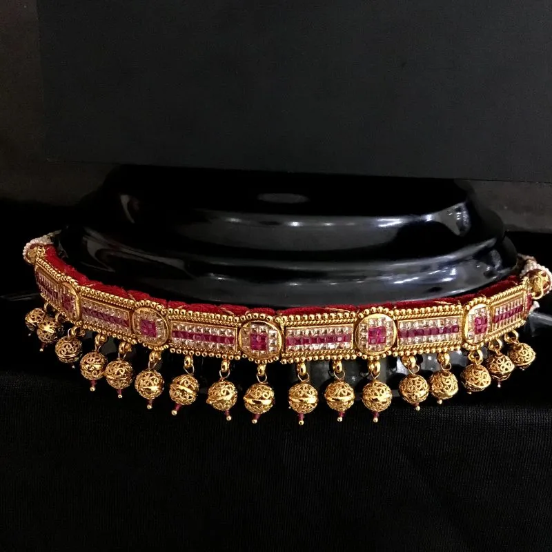 Ruby Gold Look Necklace Set 7580-1122