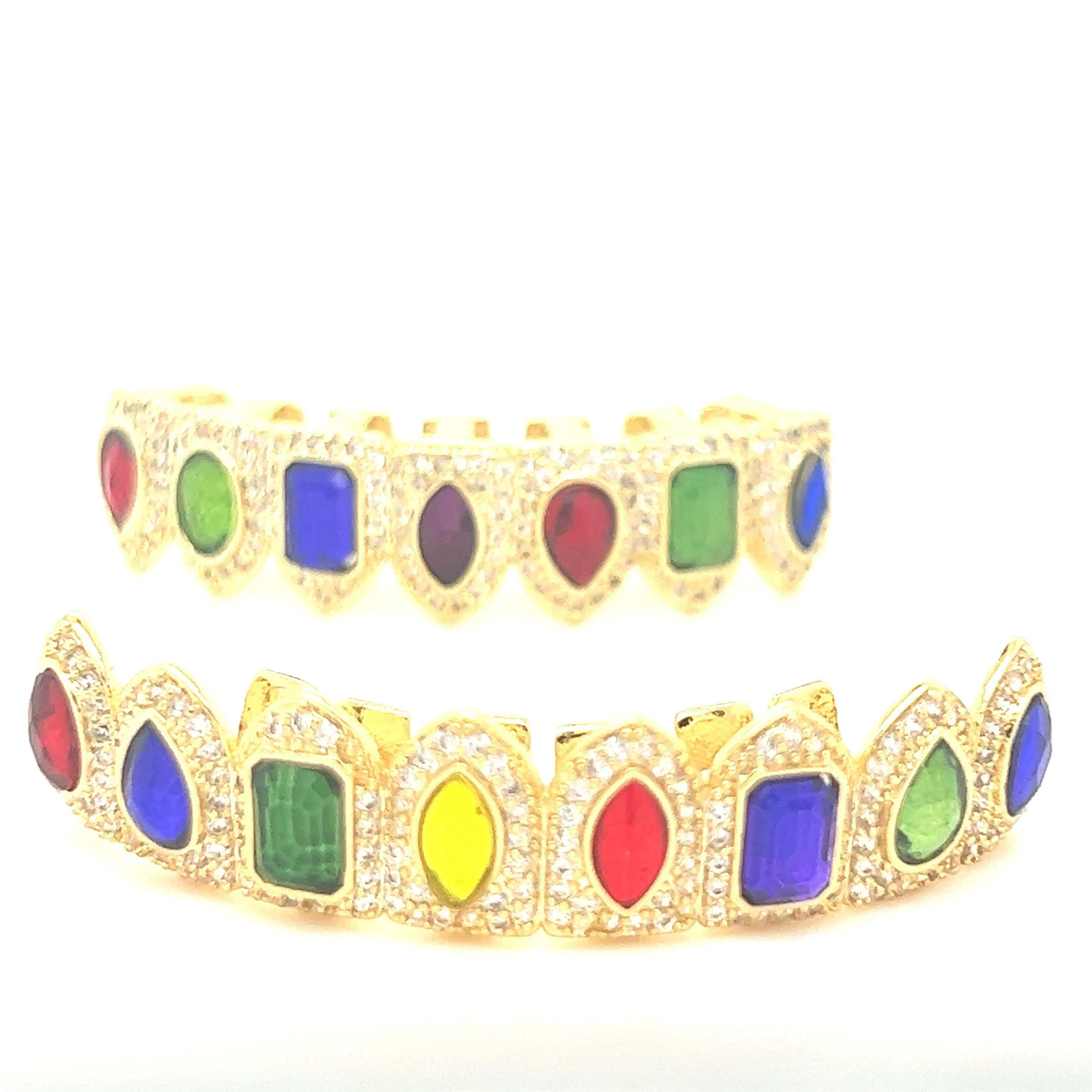 Ruby Iced Grillz in Yellow Gold
