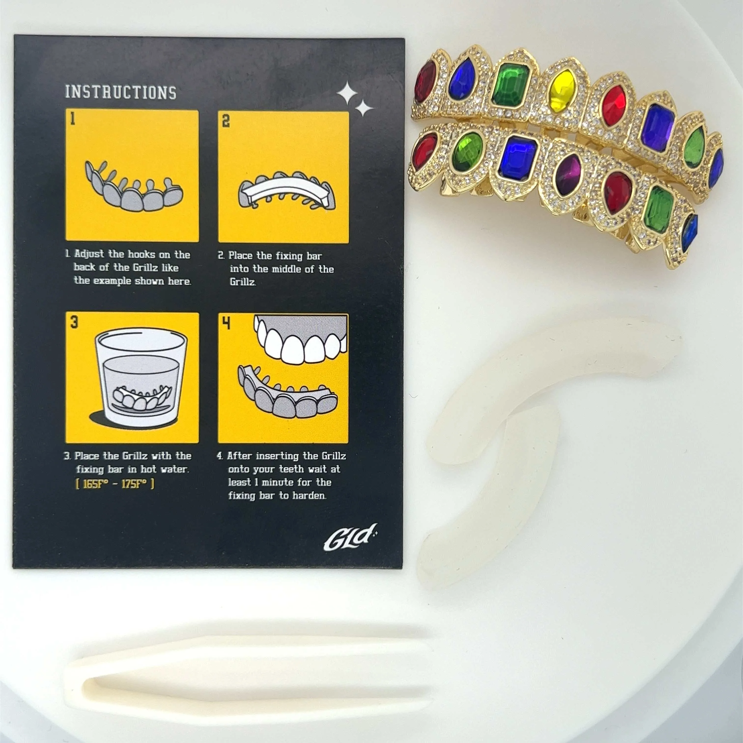 Ruby Iced Grillz in Yellow Gold
