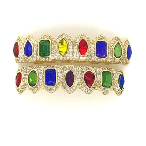 Ruby Iced Grillz in Yellow Gold