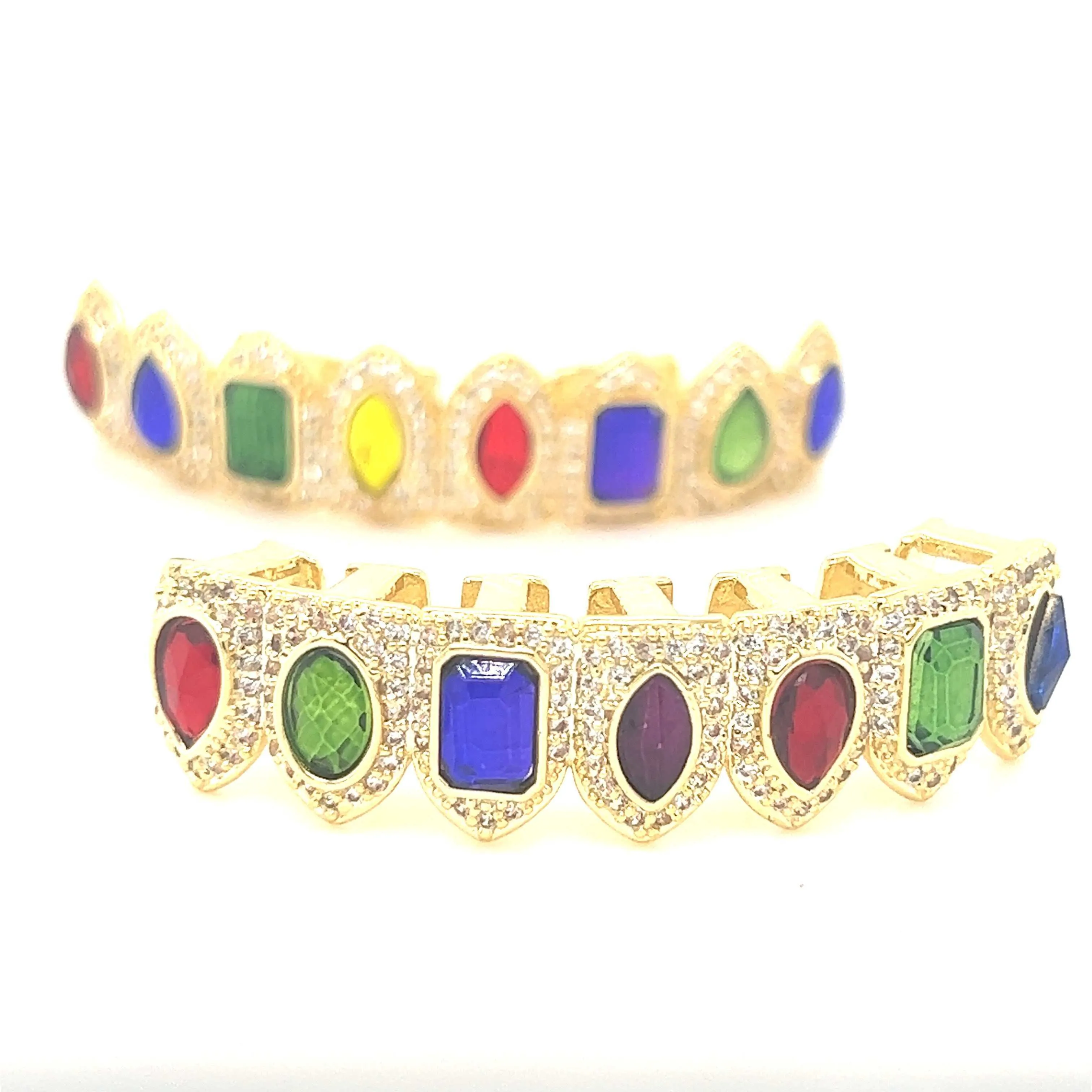 Ruby Iced Grillz in Yellow Gold