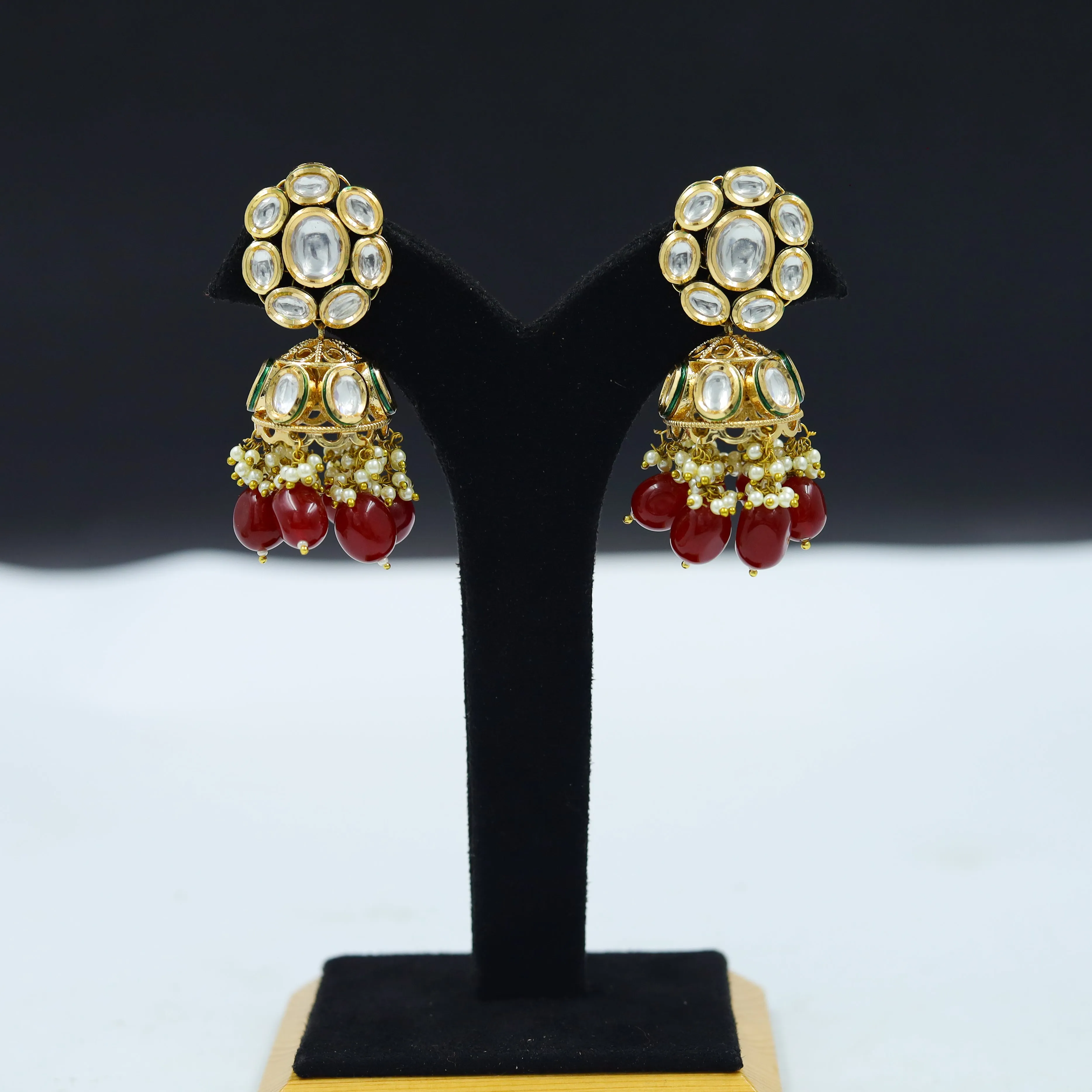 Ruby Kundan Choker Set with matching Jhumki