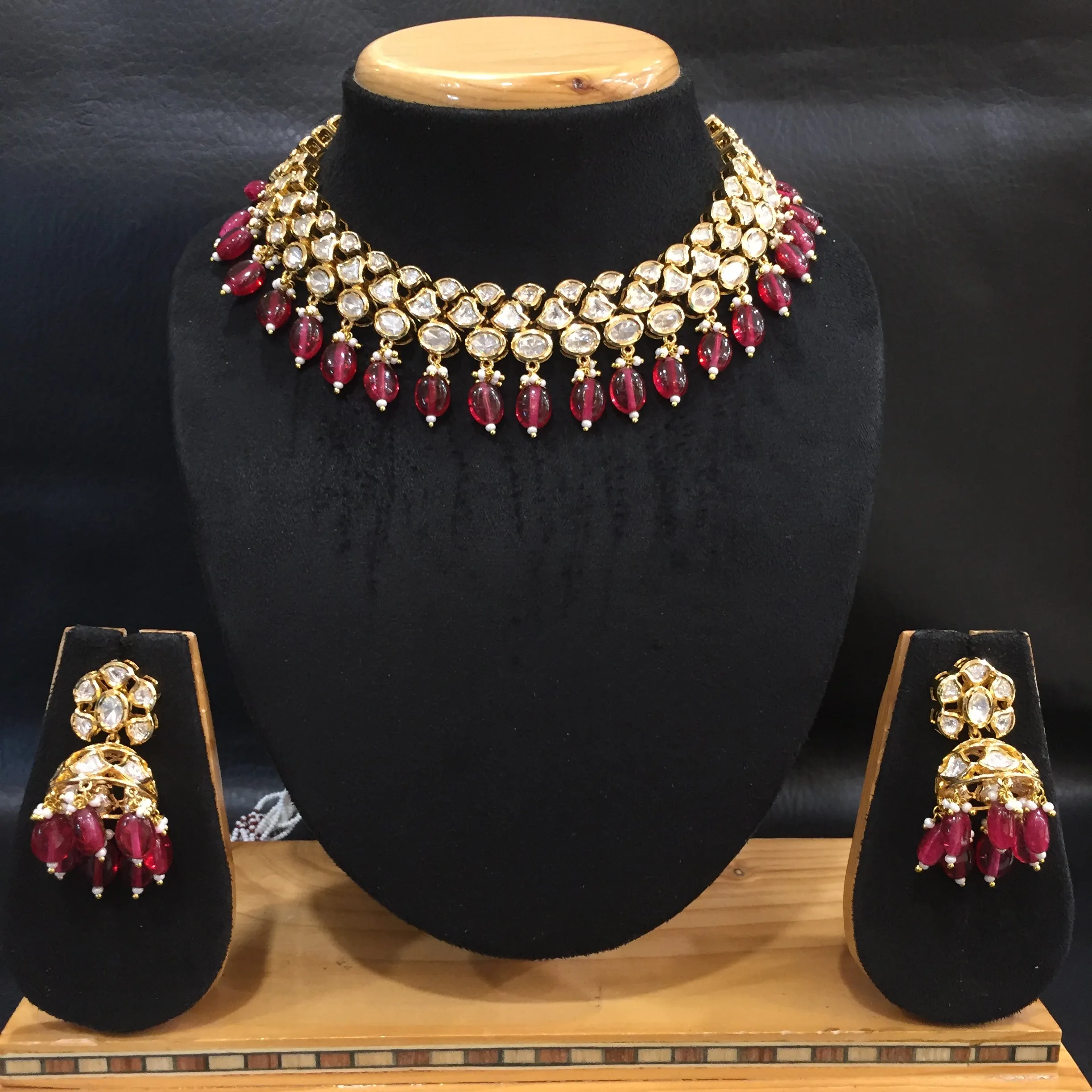 Ruby Kundan Necklace Set 16634-3781