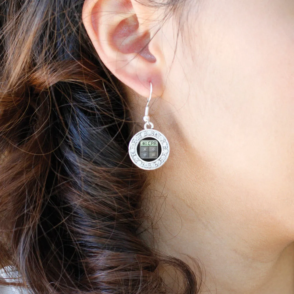 Silver #1 CPA Circle Charm Dangle Earrings