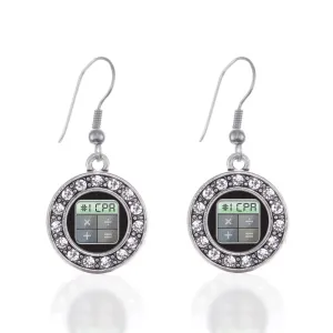 Silver #1 CPA Circle Charm Dangle Earrings