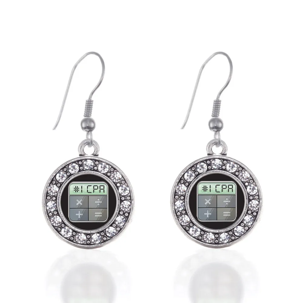 Silver #1 CPA Circle Charm Dangle Earrings