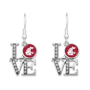 Silver & Crimson LOVE Cougars Dangle Earrings