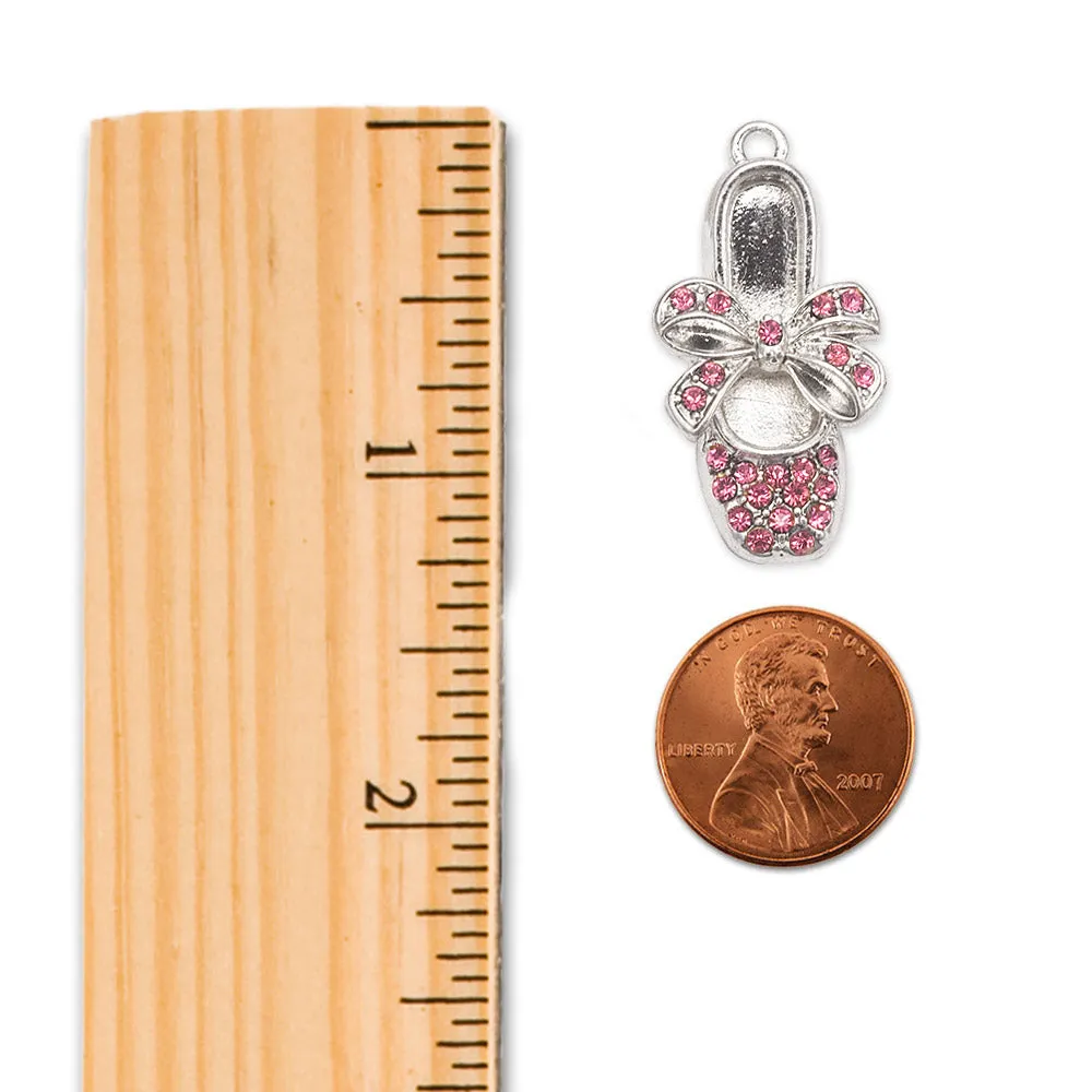 Silver Ballerina Slipper Charm Dangle Earrings