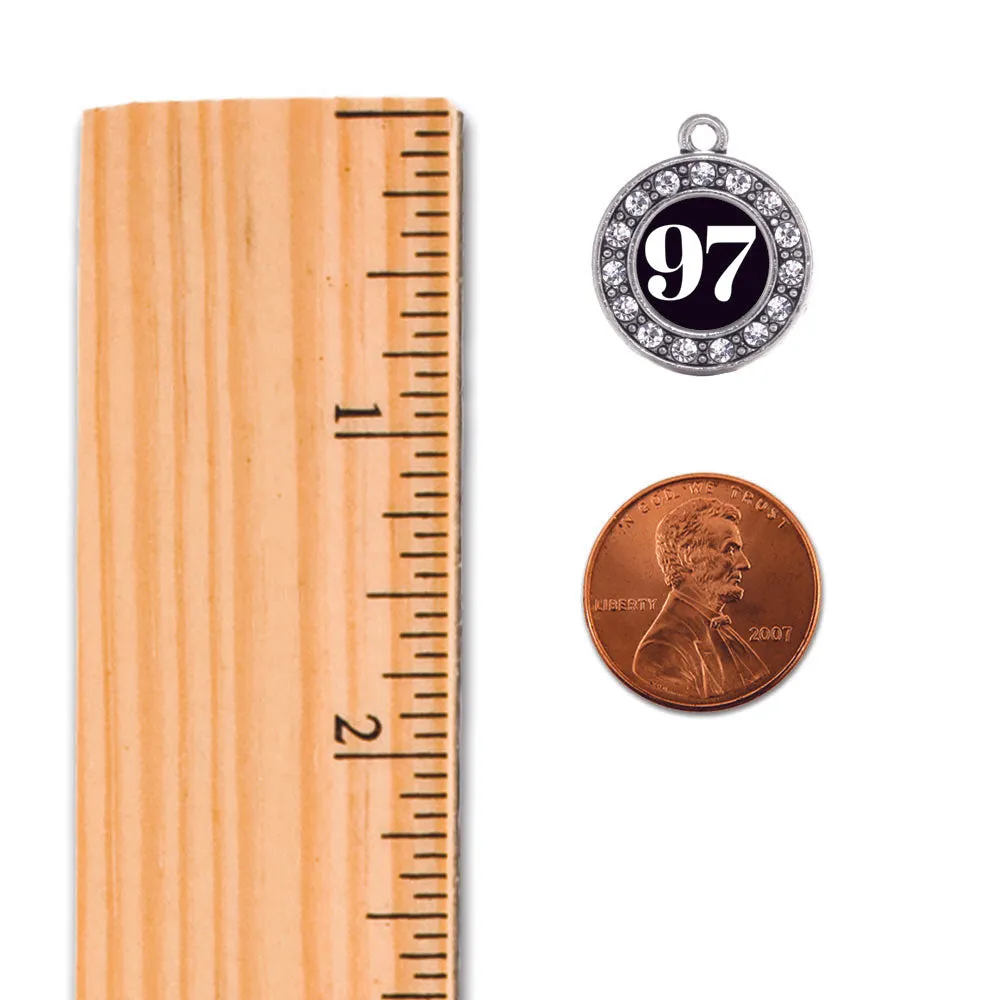 Silver Baseball Bat - Sports Number 97 Circle Charm Toggle Bracelet