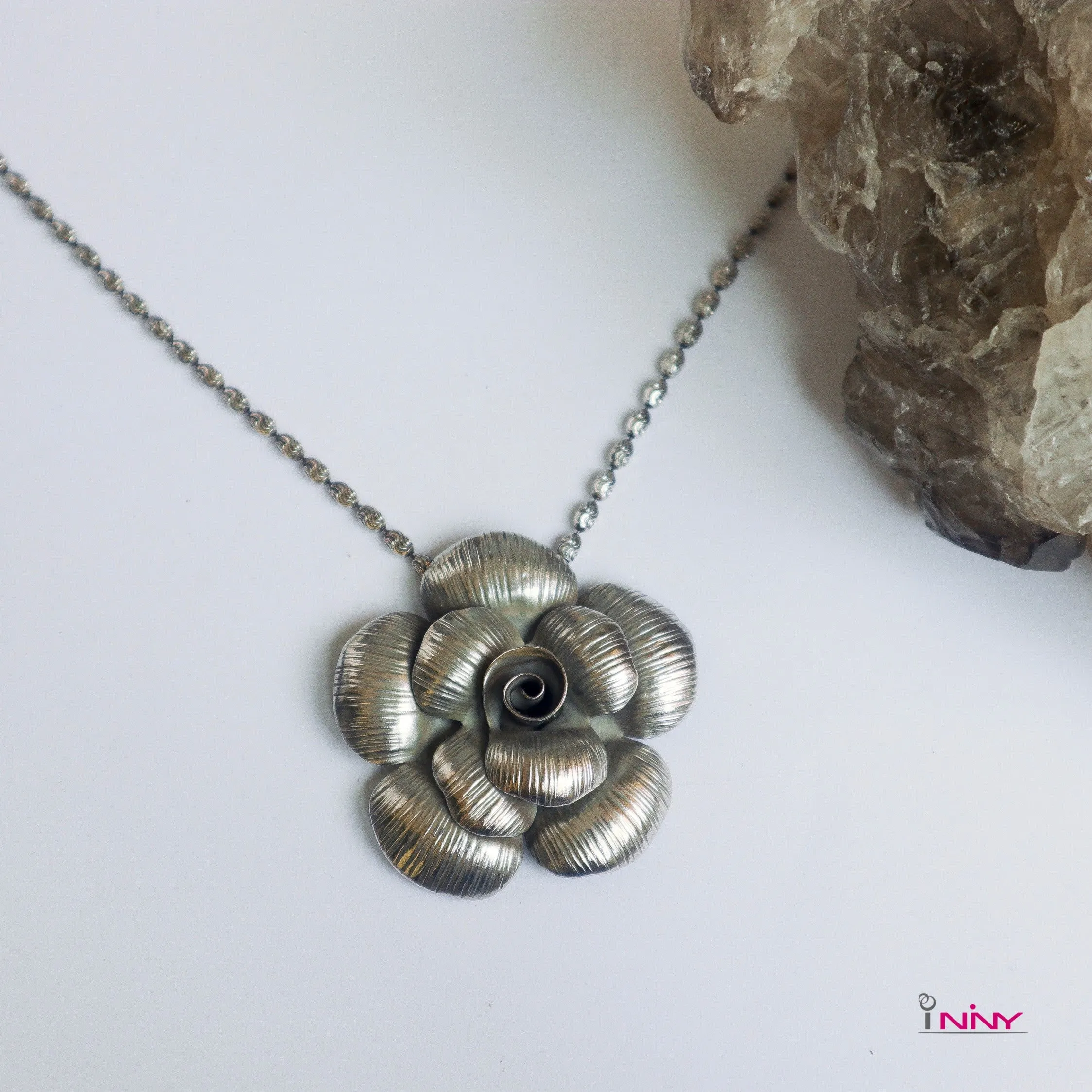 Silver Beautiful Silver Rose Pendant