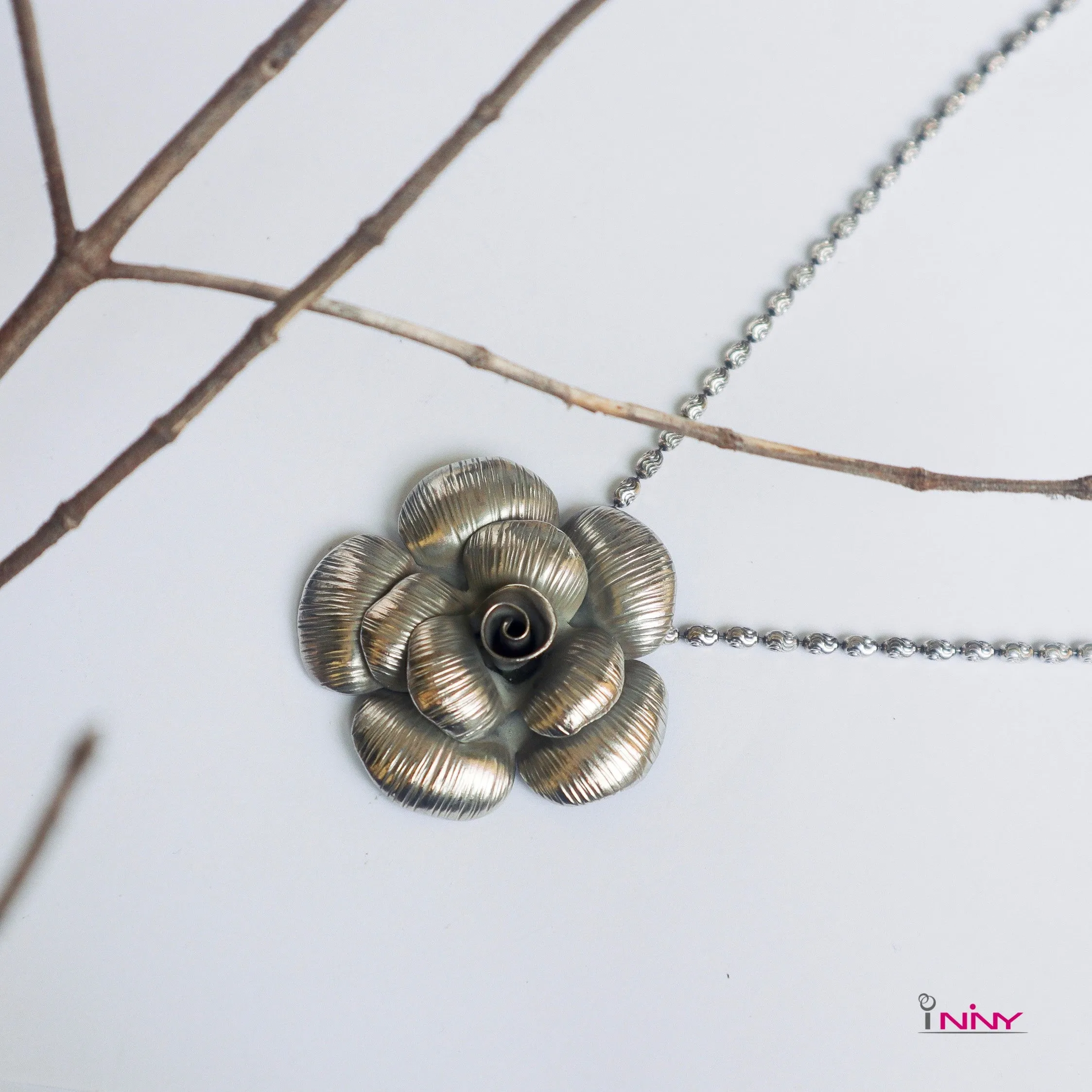 Silver Beautiful Silver Rose Pendant