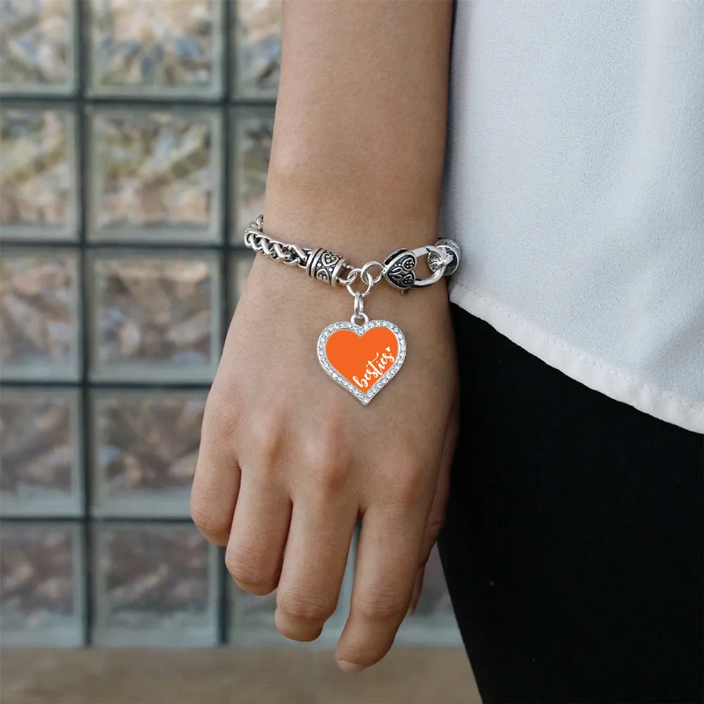 Silver Besties - Orange Open Heart Charm Toggle Bracelet