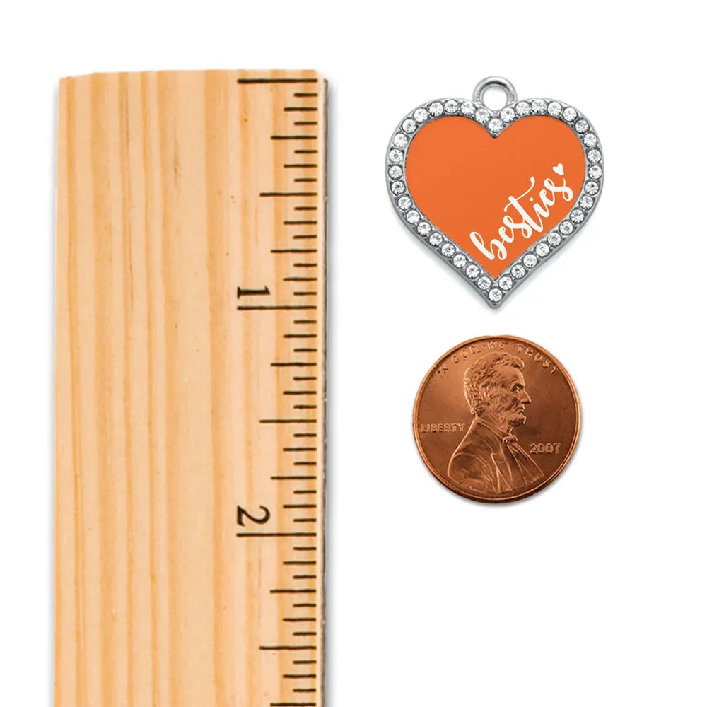 Silver Besties - Orange Open Heart Charm Toggle Bracelet