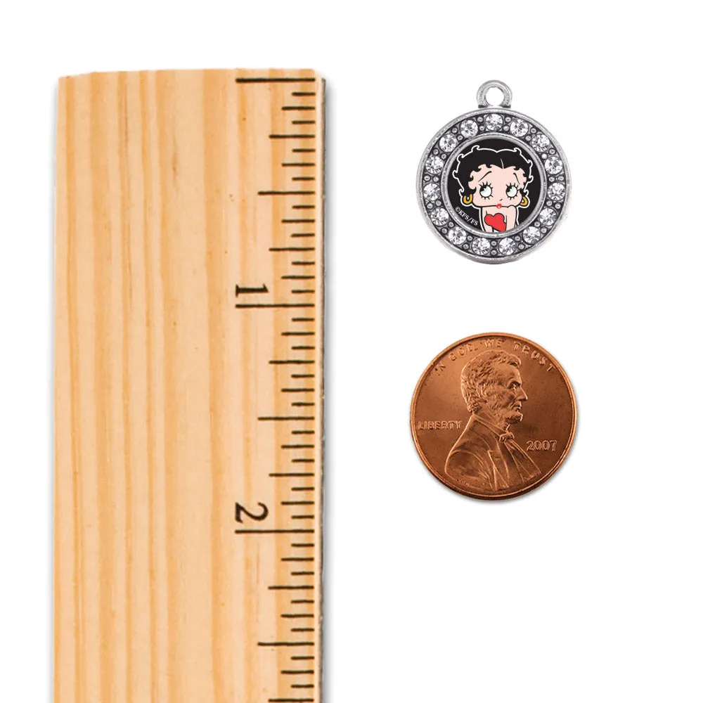 Silver Betty Boop Circle Charm Toggle Bracelet