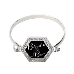Silver Bride To Be Hexagon Charm Bangle Bracelet