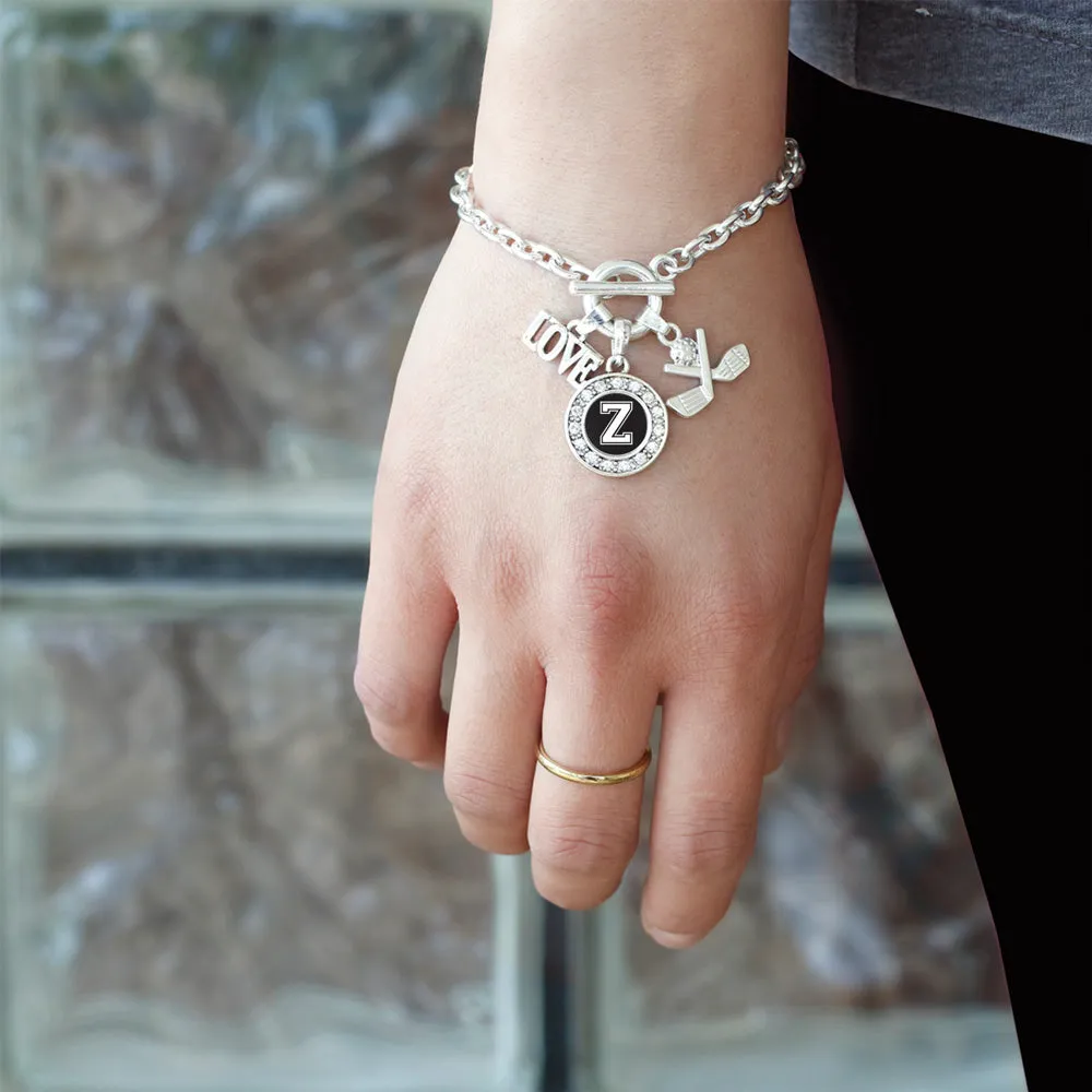 Silver Cheerleader - Sports Initial Z Circle Charm Toggle Bracelet