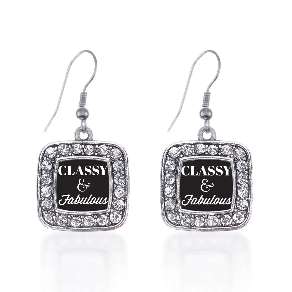 Silver Classy And Fabulous Square Charm Dangle Earrings
