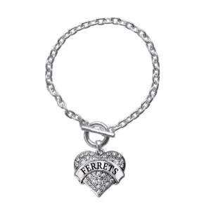 Silver Ferrets Pave Heart Charm Toggle Bracelet