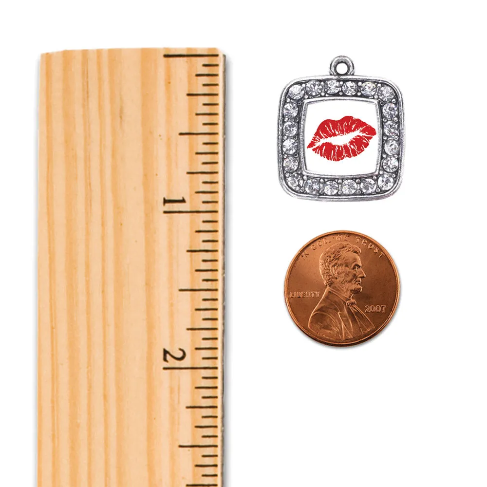Silver Goodbye Kiss Emoji Square Charm Toggle Bracelet