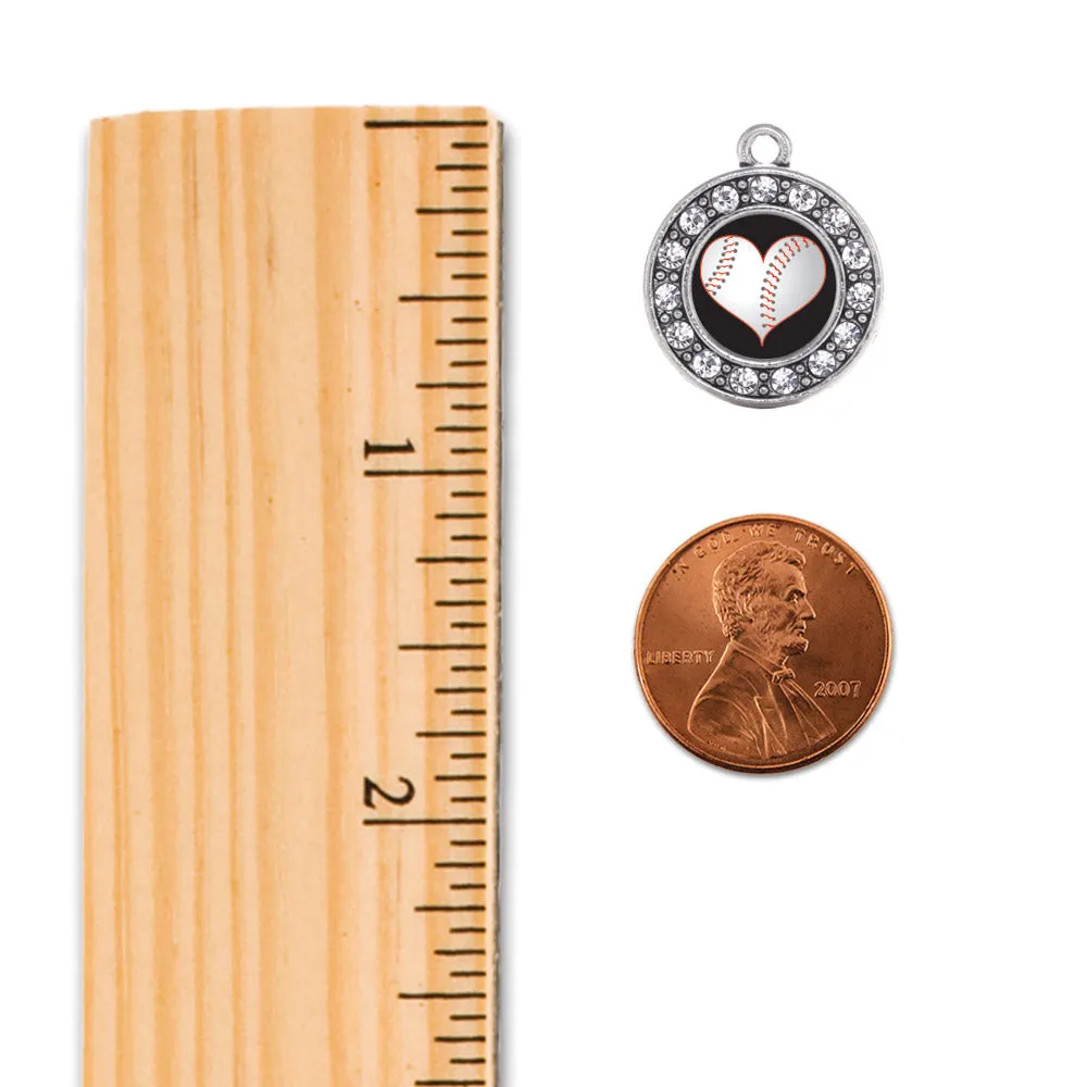 Silver Heart Of A Baseball Player Circle Charm Toggle Bracelet