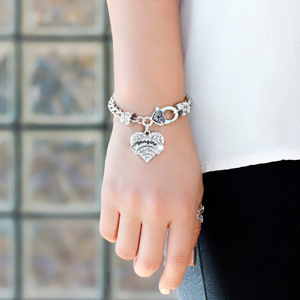 Silver Imagine Pave Heart Charm Braided Bracelet