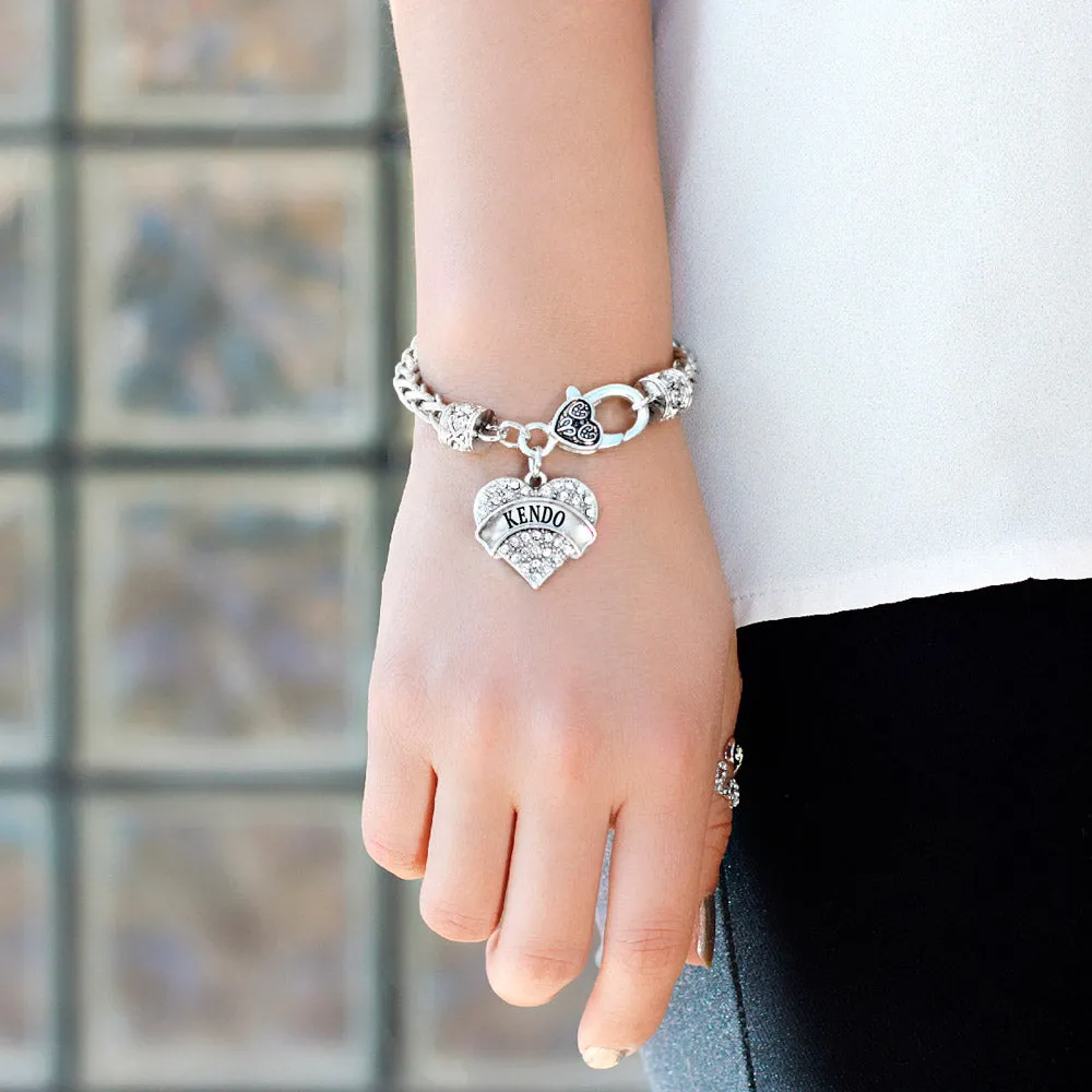 Silver Kendo Pave Heart Charm Braided Bracelet